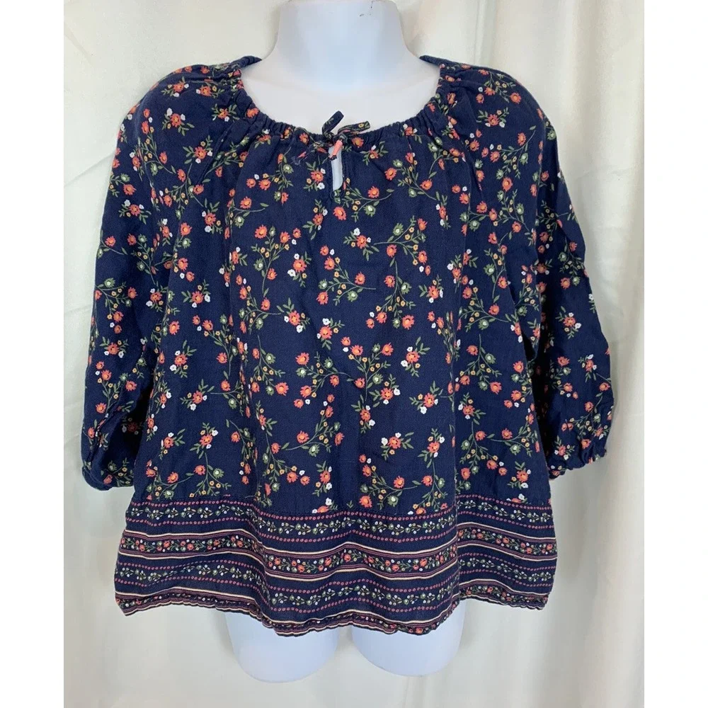 OshKosh B'gosh - Girl's Dark Blue Floral Top - Size 6 - EUC‎ !